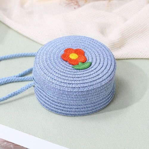 Zipper Summer Beach Shoulder Bag Round Kids Coin Purse Fashion Woven Bag - Picture 5 of 22