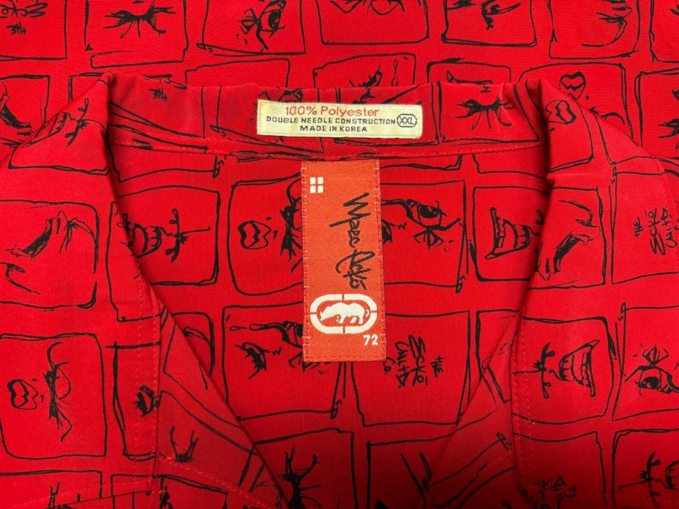 Camisa Ecko Unltd Para Hombres Salón Botón Frontal Manga Corta Poliéster Logo 2XL XX XXL Foto 4 de 4