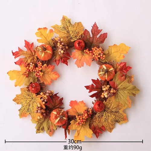 Fall Wreath Halloween Door Large Pumpkin Wreath Thanksgiving Wreath Autumn Decor - Picture 1 of 1