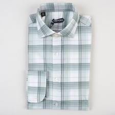 NWT Tom Ford Dress Shirt 43 /17 Tailored Fit Plaid Checks green White Luxury