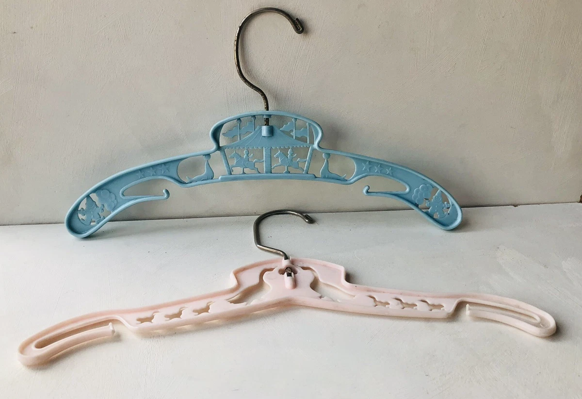 Vintage Kids Hangers Plastic Children's Boy Girl Pink Blue Seals Geese  Clowns