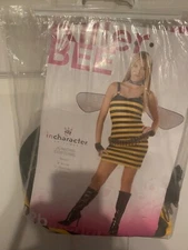 New Killer Bee Costume Junior Size S 0-9 Dress Wings Bandolier Glvts & Headpiece