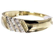 10k Yellow Gold Mens Channel Set Round Diamond Wedding Band Ring