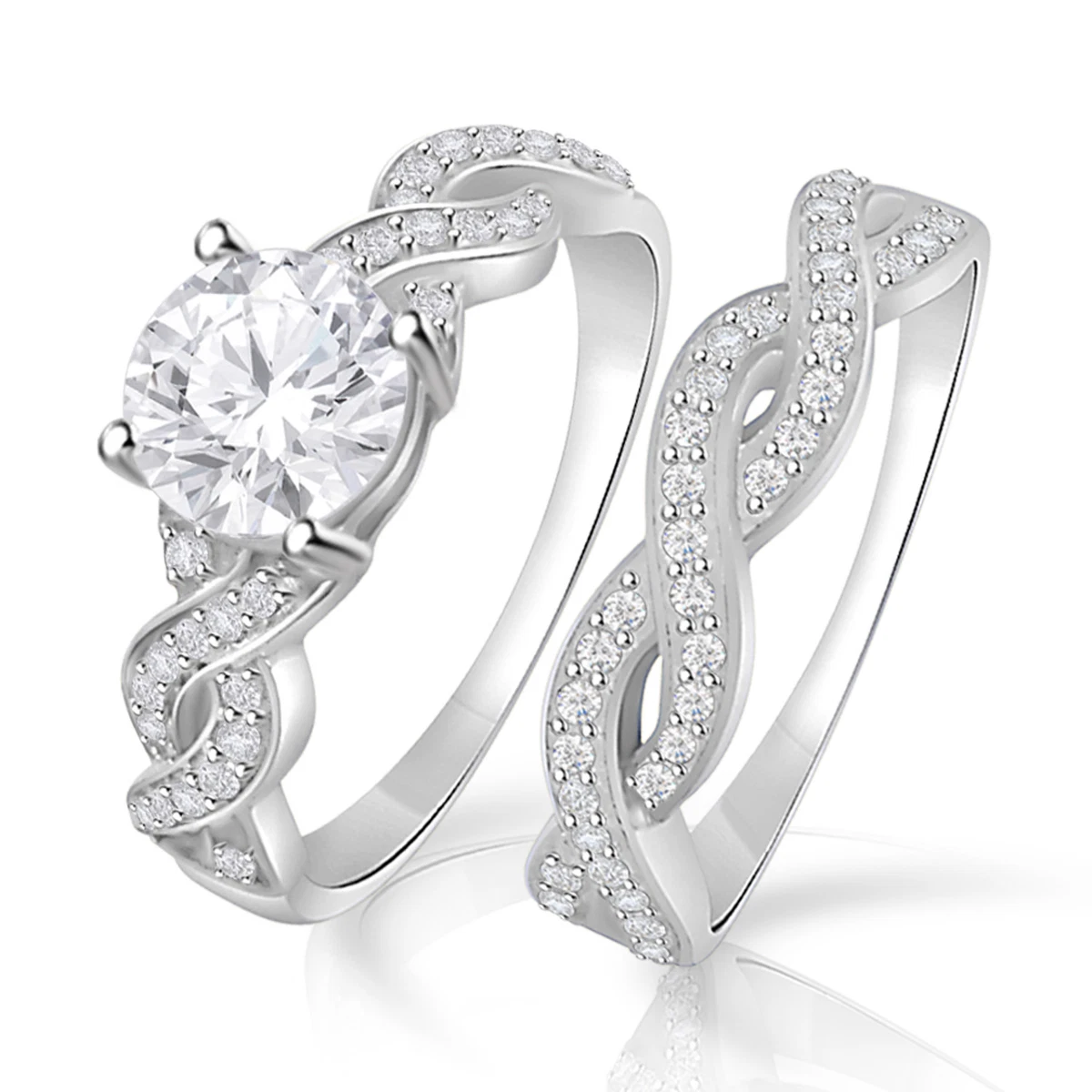 Infinity engagement ring with wedding deals band