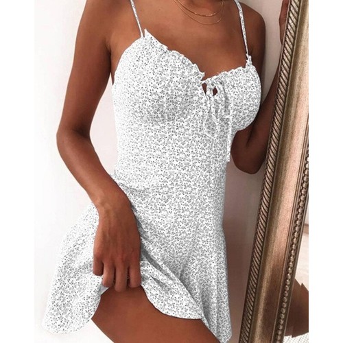 Boho Sommerkleid Damen Strand Party Damen Träger V-Ausschnitt Weste Cami Kleid Übergröße - Bild 10 von 11