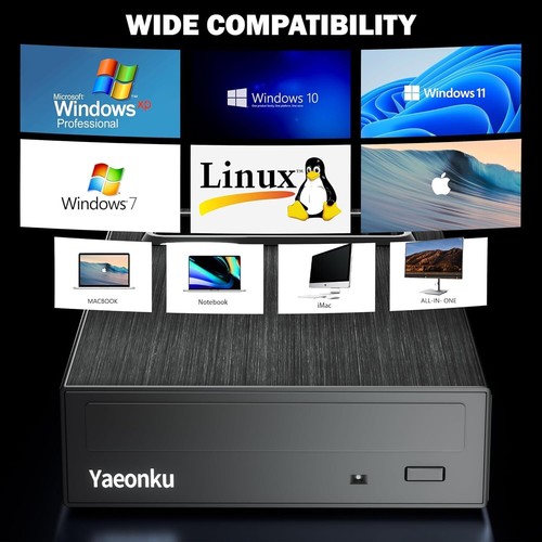 Yaeonku 4 in 1 External Blu-Ray Drive 16x USB 3.0 and Type-C Drive BD CD DVD - Bild 5 von 11