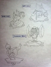 LOONEY TUNES Olympic Stackables 1996 Sonrics Concept Hand Drawn Toy Concept Art