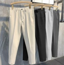 Men's Summer Party Business Trousers Fashion Slim Fit Formal Suit Pants Cotton