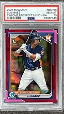 Luis Baez 2024 Bowman Chrome 1st Fuchsia Refractor 36/199  BCP-66 PSA GEM MT 10