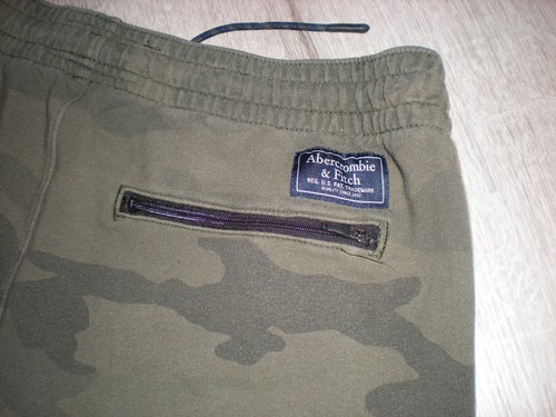 Abercrombie & Fitch Joggers Sweatpants Men’s Small Camo Navy Green Blue Stripe - Picture 5 of 6