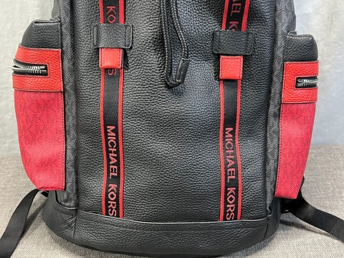 ZAINO MICHAEL KORS COOPER LARGE MK SIGNATURE IN ROSSO NERO nuovo e mai usato - Foto 6 di 20