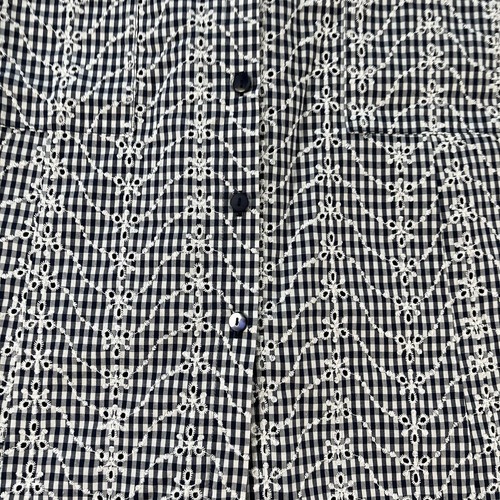 Marilyn Monroe Dress Womens 16 Navy Gingham Check Smocked Midi Pinup Eyelet - Picture 7 of 20