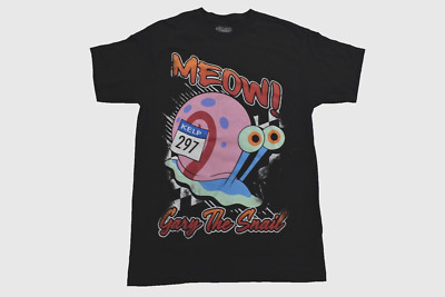 SpongeBob SquarePants Mens Gary The Snail Racing Meow! Funny Shirt New S, M, 2XL
