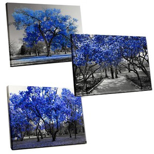 large blue trees black white home decor nature framed canvas print wall art mult ebay large blue trees black