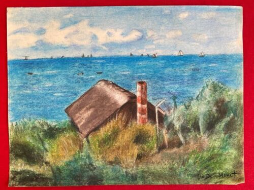 Claude Monet (Handmade) Drawing On old Paper Signed & Stamped Vtg Art - 第 1/4 張圖片