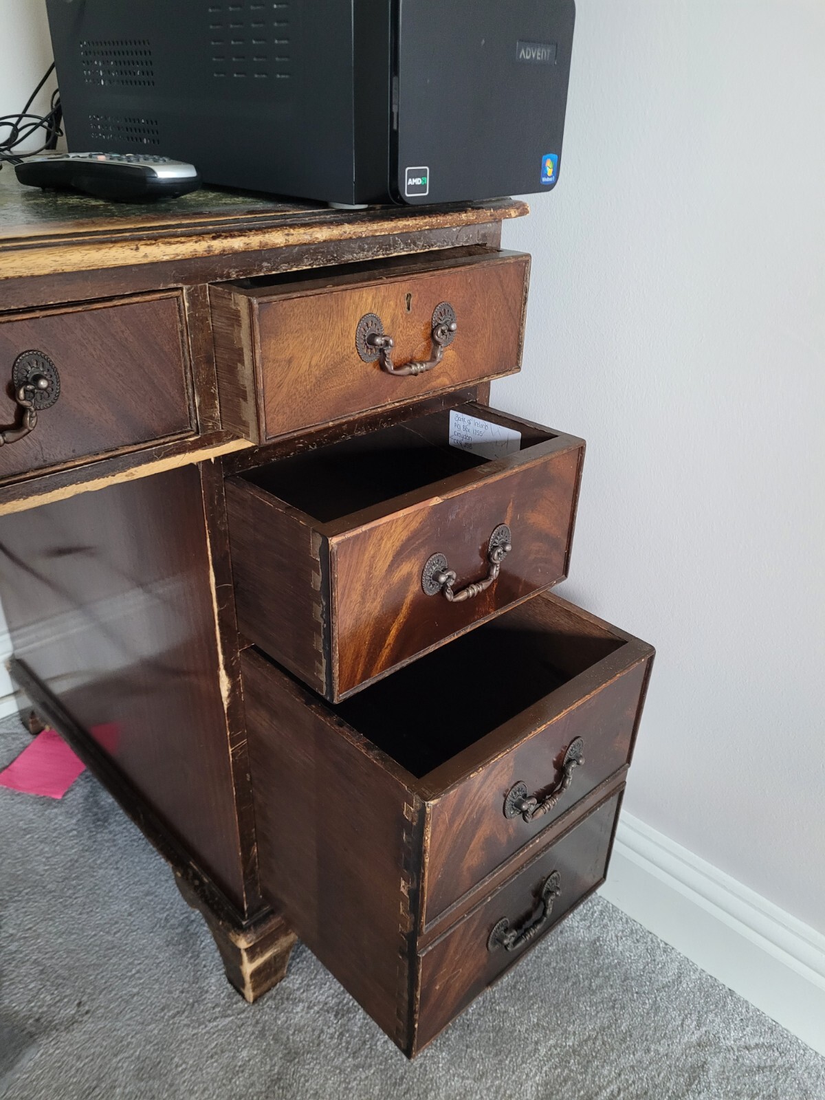 Leather Top Captains Desk beautiful detail eBay