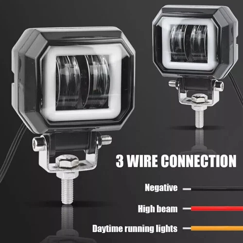 2X 3inch LED Work Light Bar Pods Halo DRL Lamp Spot Fog Driving Offroad ATV 4WD - Bild 3 von 6
