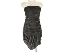Size 2 Strapless Party Dress Pewter Gray Knit Cocktail 80s Angelo Tarlazzi Paris