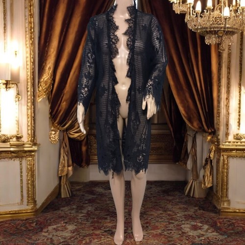 Lace Cardigan Kimono S Soft Surroundings Sheer Allover Duster Black Witchy Goth - Picture 13 of 17