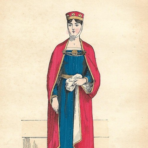 Noble Capétienne vers 1180 à 1190 - Gravure de presse 1880 - Picture 1 of 2