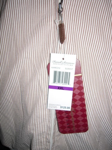 Russell Simmons Argyleculture Jacke Nadelstreifen leicht XXL 2XL beige neu mit Etikett $ 125 - Bild 8 von 8