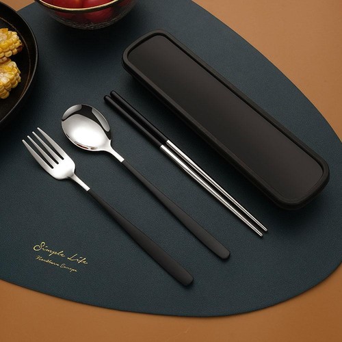 Set of 3 Portable Tableware Cutlery Dinnerware Travel Fork L9B5 AU13 Spoon 9CS8 - Bild 4 von 9