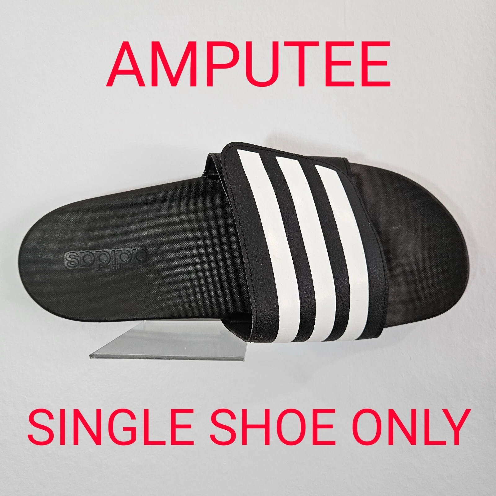 Sandali Adidas Adilette Slides da uomo ~ nero bianco ~ amputato scarpa singola