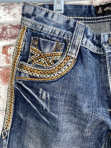 Denim & Rivets Boys 5 Blue Embroidered Straight Leg Jeans Pants Kids Biker Nice - Picture 3 of 12