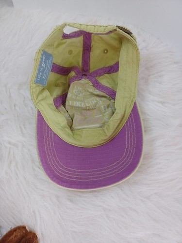 Gorra ajustable LIFE IS GOOD SMILE verde claro 100 % algodón púrpura por dentro - Imagen 7 de 13