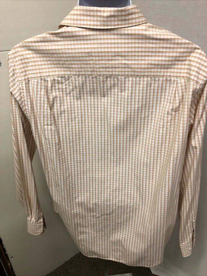 CAMISA INFORMAL HOMBRE AXIST NARANJA/GRIS A CUADROS MANGA LARGA TALLA XL-EUC Foto 3 de 4