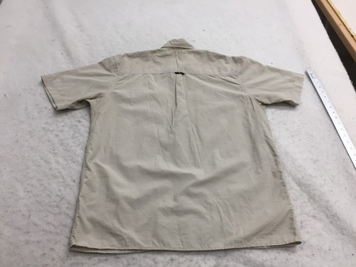 Wrangler Button Shirt Mens L Large Beige Short Sleeve Pocket Collar Button Logo - Picture 13 of 13