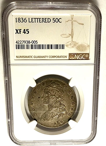 Rare 1836 Capped Bust/Lettered Edge Half Dollar XF-45 NGC Beautiful High Grade