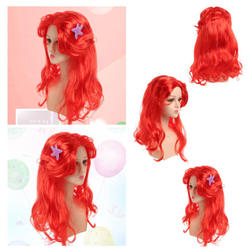 Little Mermaid Ariel Wig Wavy Cosplay Wig Synthetic Long Red Curly Costume Wigs - Picture 13 of 24