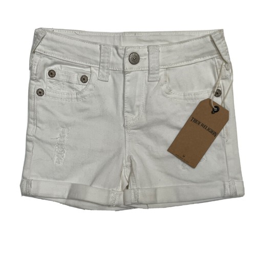 NWT True Religion Joey Triple Indigo or White Cuffed Girls Denim Shorts; Sz 5,6X - Picture 9 of 11