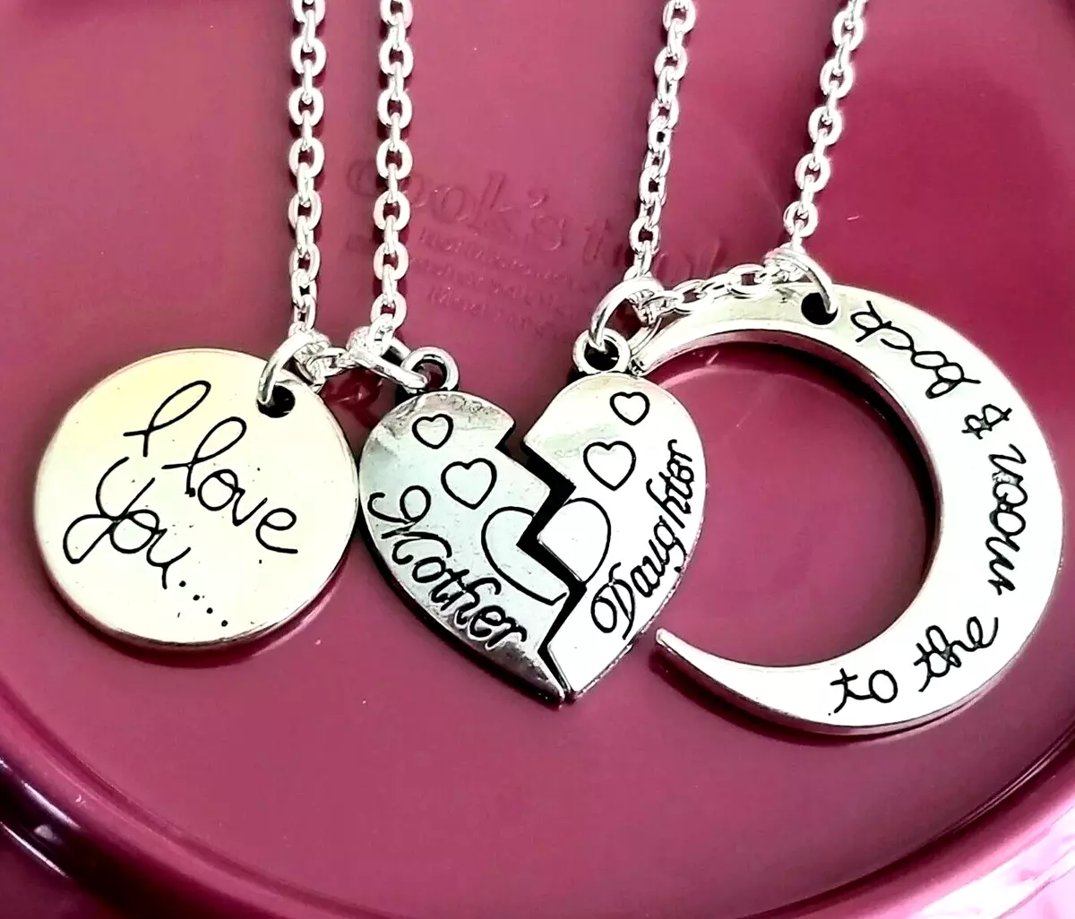 2pc Mom Daughter Necklaces Mother and Daughter Jewelry Set Moon