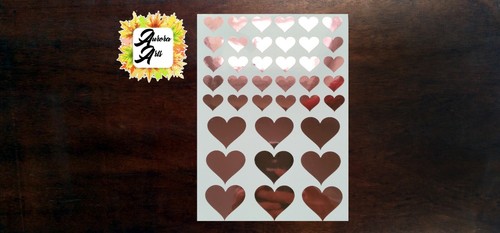 Vinyl stickers sheet of love hearts in 2 size ROSE GOLD peel off vinyl stickers - 第 2/3 張圖片