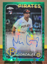 Nick Gonzales Auto 2024 Topps Chrome Logofractor Green /99 Pirates RCA-NG