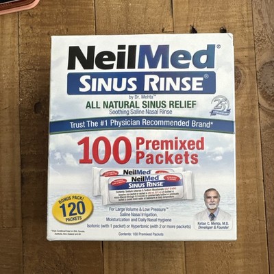 NeilMed Sinus Rinse All Natural Sinus Relief 100 Premixed Refills EXP 06/2026