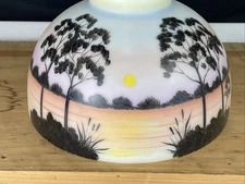 Vtg 10" Sunset Hand Painted Glass Oil Lamp Shade Rayo Student Coleman Quick Lite