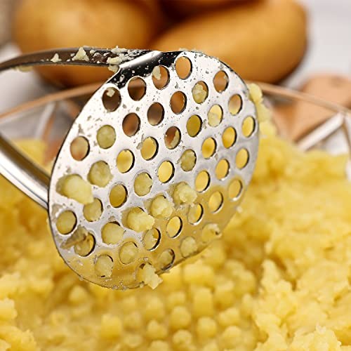 Heavy Duty Potato Masher, Stainless Steel Integrated Masher Kitchen grey-black - Imagen 4 de 7