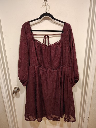 Torrid Women's Purple Mini Clip Floral Milkmaid Style Dress 3X Whimsigoth Witchy