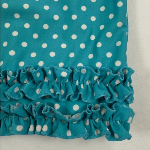 RUFFLE BUTTS Girl's Teal Polka Dot Ruffle Short Sleeve Swim Rash Guard Size 6 - Picture 4 of 8