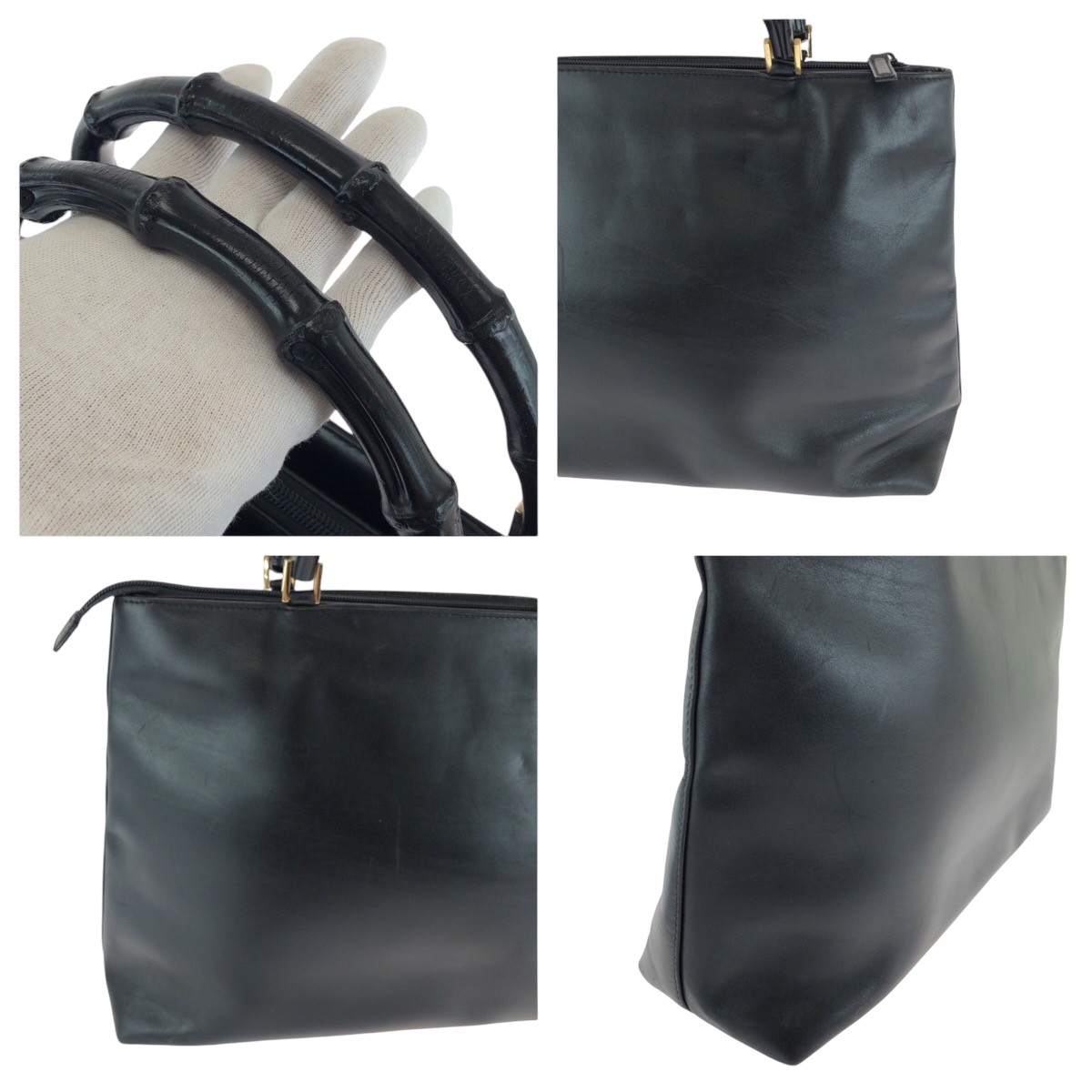 Bamboo handle2way bag／モノトーンレオパ ATHENS Small Square Handbag with Bamboo Handle | YELLOW