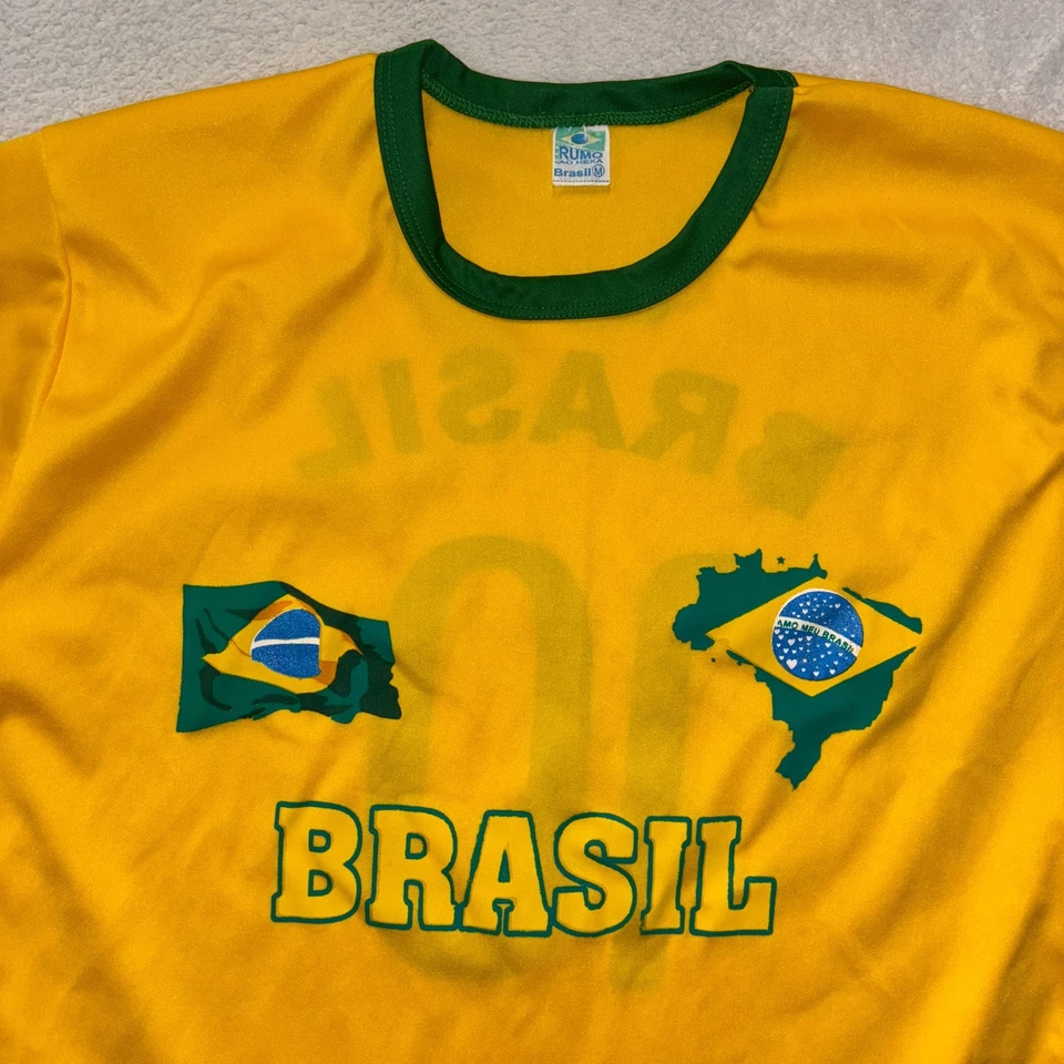 Camisa Brasil Para Hombre Mediana Ligera Amarilla Jersey Borde Verde Ropa Activa Foto 2 de 4