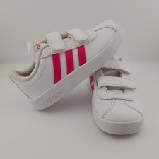 Adidas VL Court 2.0 EG3890 Toddler Shoes White Pink Hook Loop Sneaker Size 7K