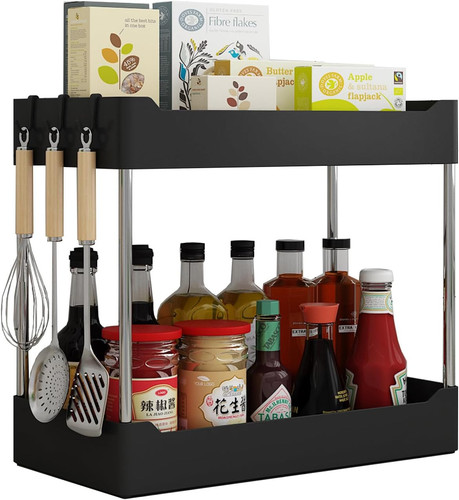 KEPGKLNE-2-Tier Kitchen seasoning rack, kitchen black - Picture 1 of 6