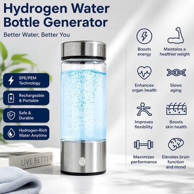 Hydrogen Water Bottle Generator   Portable Rechargeable Rich Water Maker