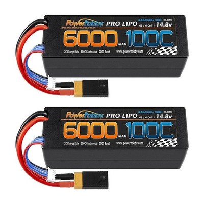 Powerhobby 4s 14.8v 6000mah 100c Lipo Battery w XT60 W ADAPTER HC (2)