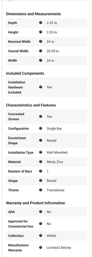 PROFLO PF2890 Nickel Modern 24" Towel Bar - Picture 6 of 7