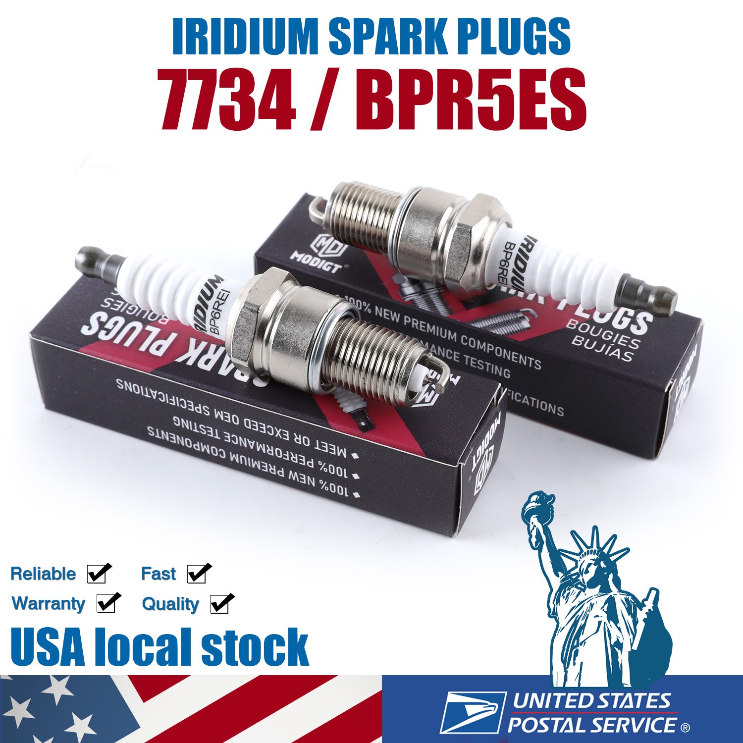 Set of 2 OEM Replacement For NGK 7734 / BPR5ES Premium Iridium Spark Plugs NEW